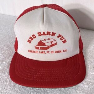 Vintage Red Barn Pub Snap Back Mesh Back Trucker Hat